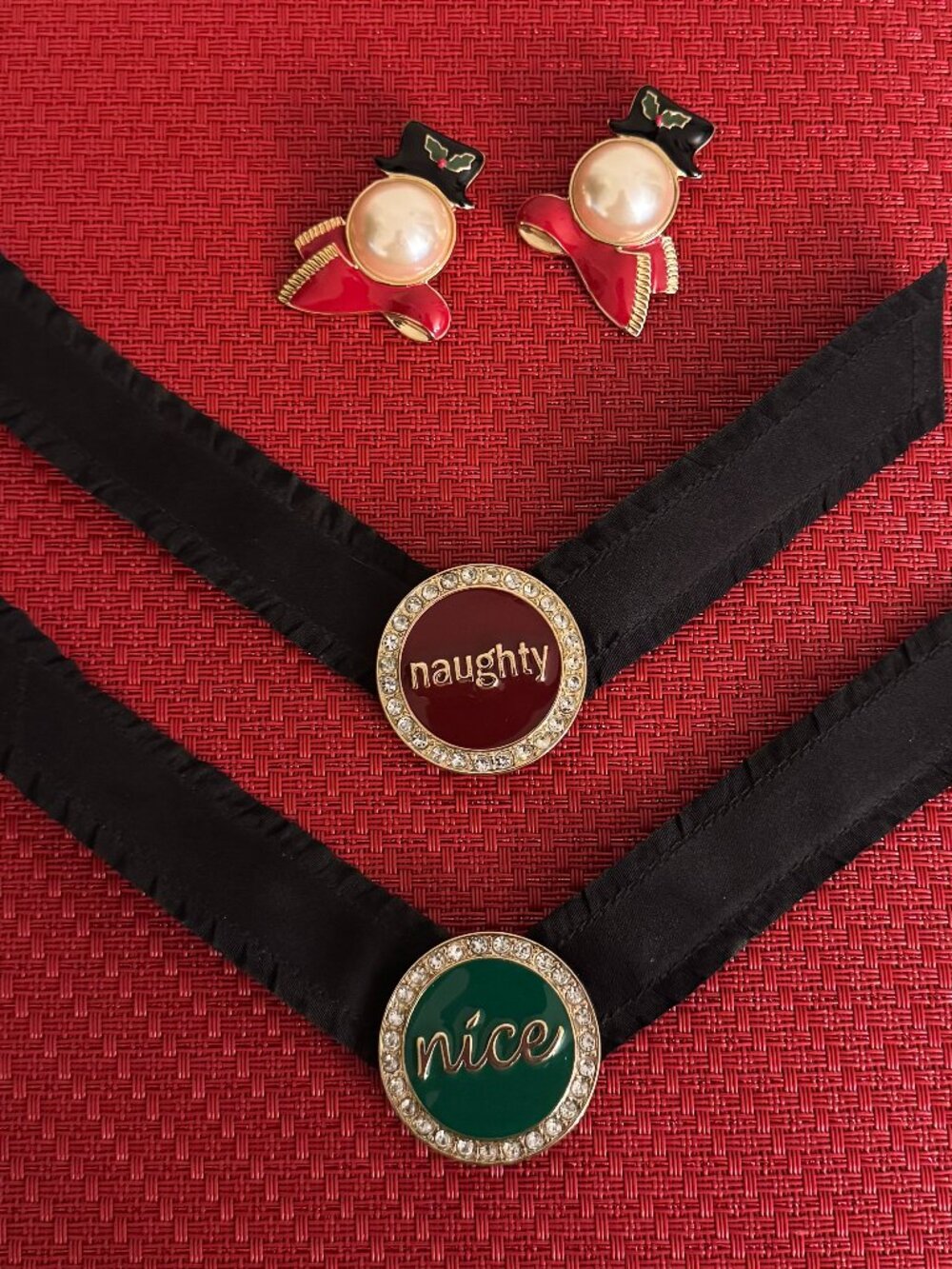 2 SETS: Lindsay Phillips interchangeable style snaps. “Naughty & Nice” & Snowman